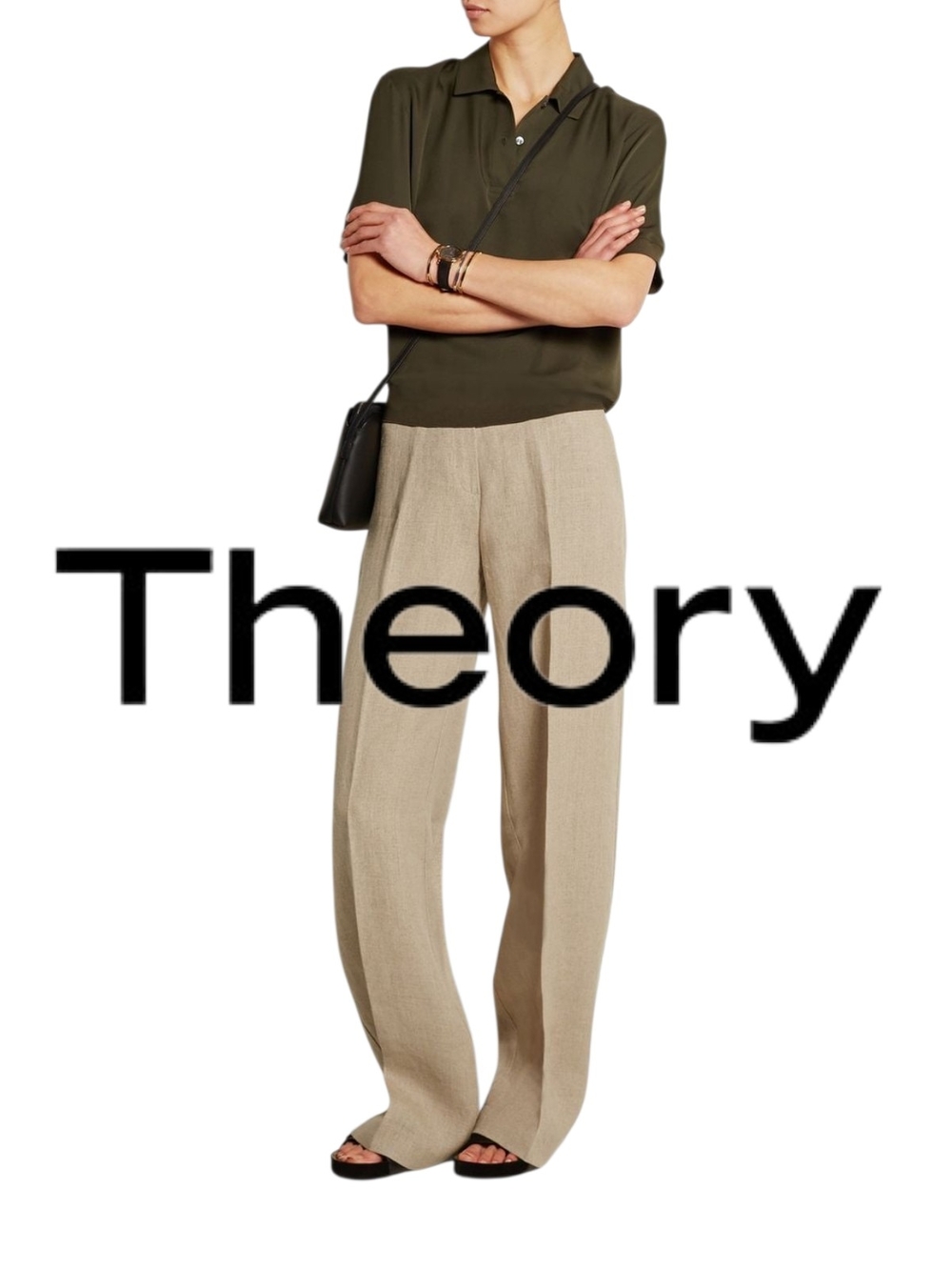 Theory Grinetta Wide Leg 100% Linen Pants in Flax (Beige)